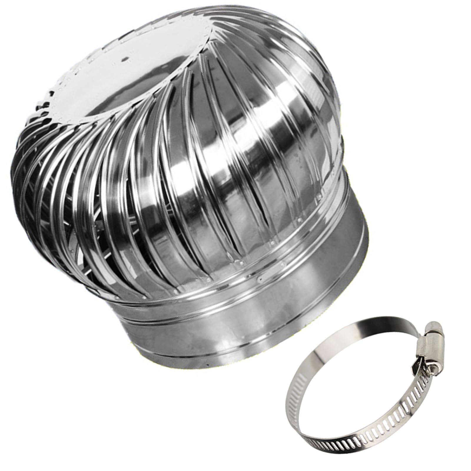 Cgjdfjhe Silver Unpowered Wind Cap, Stainless Steel Exhaust Cap, Wall Mount Air Ducting Ventilation Outlet, For And Exhaus(7.9Inch(200Mm))