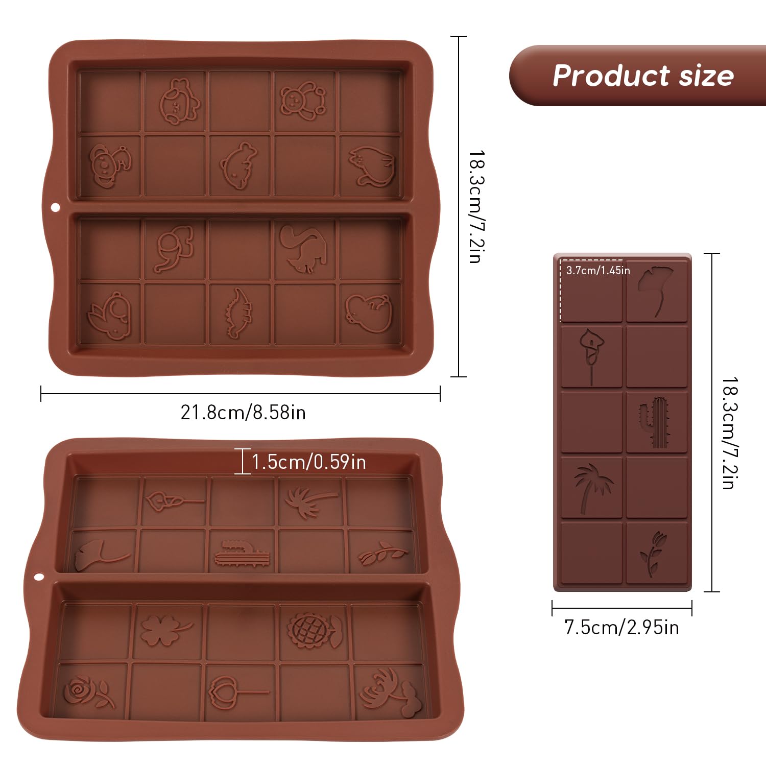 Stampo Per Torrone E Cioccolato In Silicone 2 Pezzi, Stampo Per Tavoletta Di Cioccolato Profonda, Ideale Per Dolci E Decorazioni Di Torte, Stampo Per