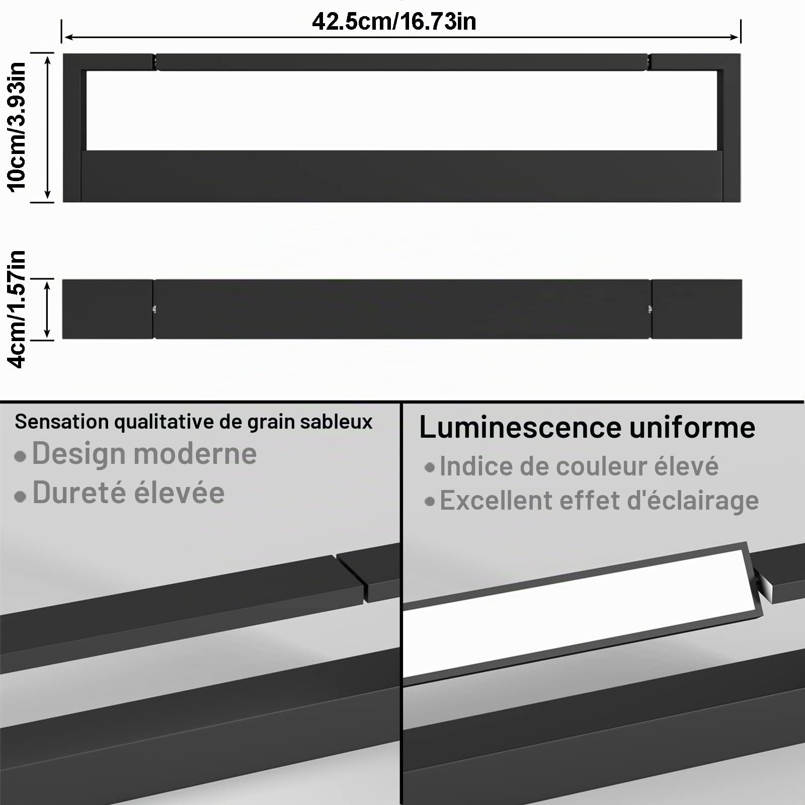 Lampe LED Miroir Salle de Bain 18W 1800LM 5000K 42cm IP44 Étanche Murale 180° Rotatif