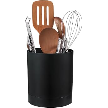 Zimoer Kitchen Utensil Holder Kitchen Utensil Space Saving Cutlery Basket & Cooking Spoon Holder 360  Rotating Non-Slip Utensil Holder Organizer Storage Solution for Kitchen Accessories Black
