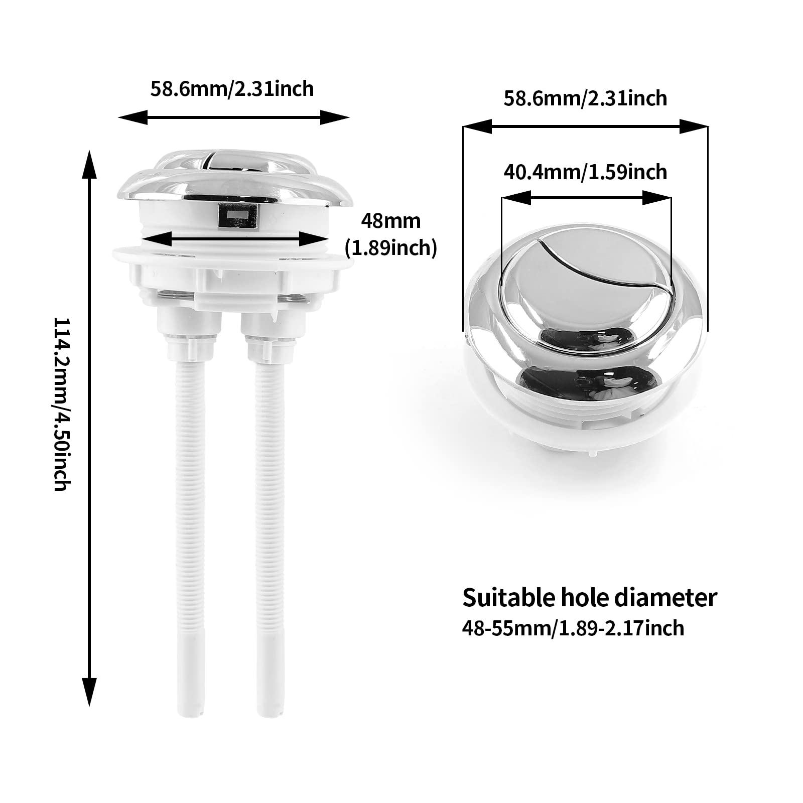 Piutouyar WC-Spülknopf Doppeldruck – 48 Mm Gewinde, 3 Stück, Einfache Montage