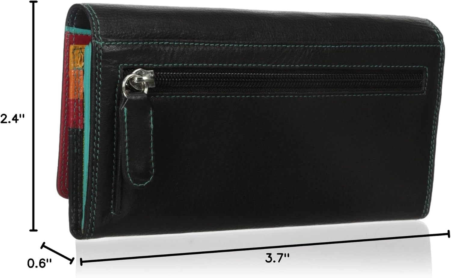 Visconti Spectrum 36 Ladies Large Soft Leather Checkbook Wallet Purse 7" x 4" x 1 (Black Multi) - Image 5