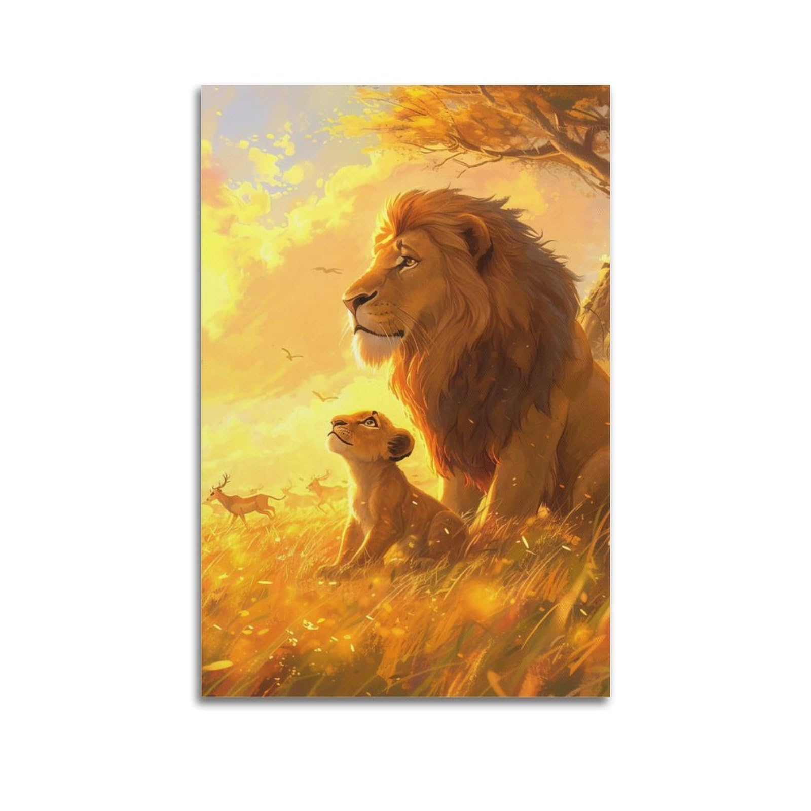 WZKTCL Animal Artwork Poster Lion in The Steppe Poster Decorative Painting Canvas Wall Posters And Art Picture Print Modern Family Bedroom Decor Posters 24x36inch(60x90cm)