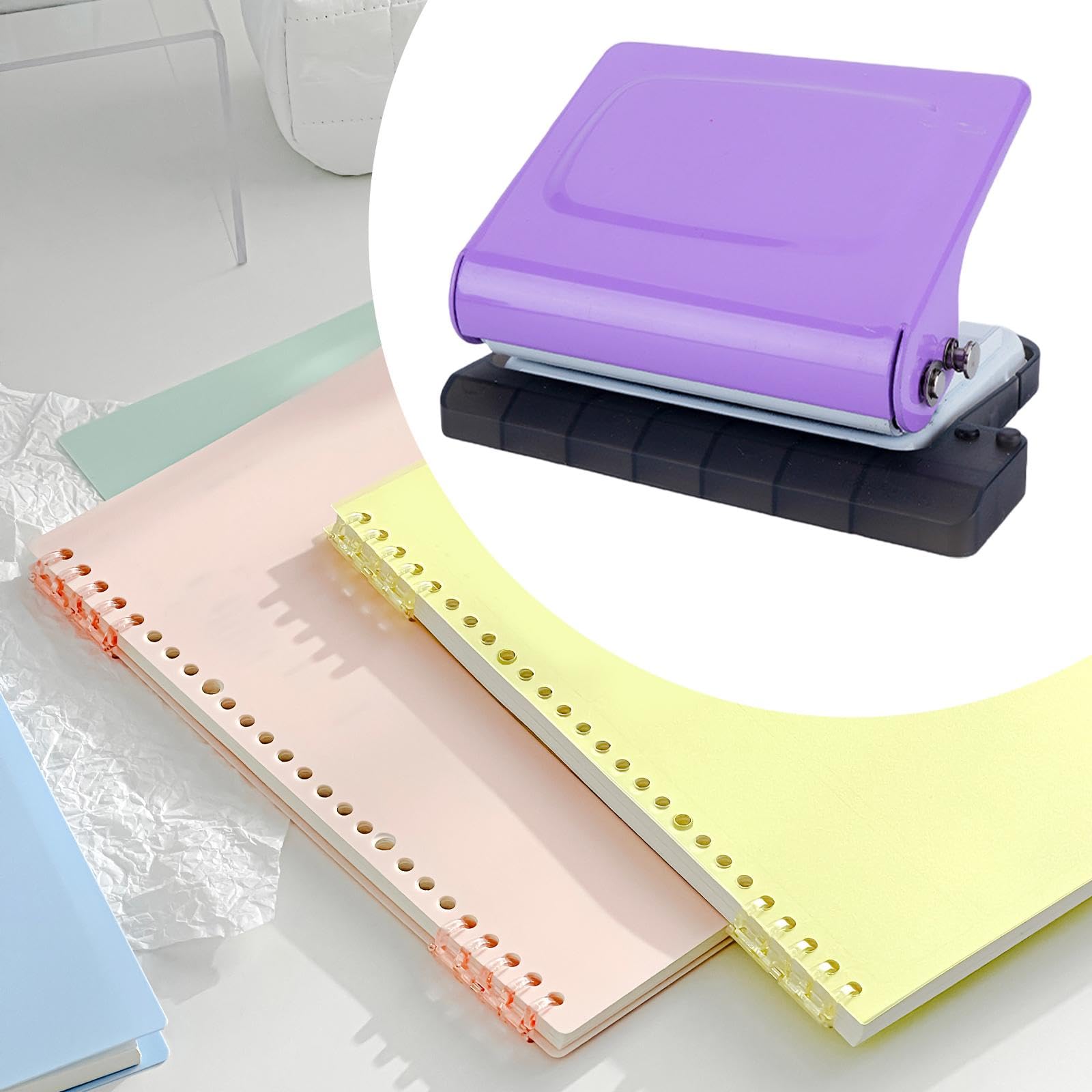 Efficiente Perforatrice a 10 Fori per Ufficio E Lavori Artigianali, Viola