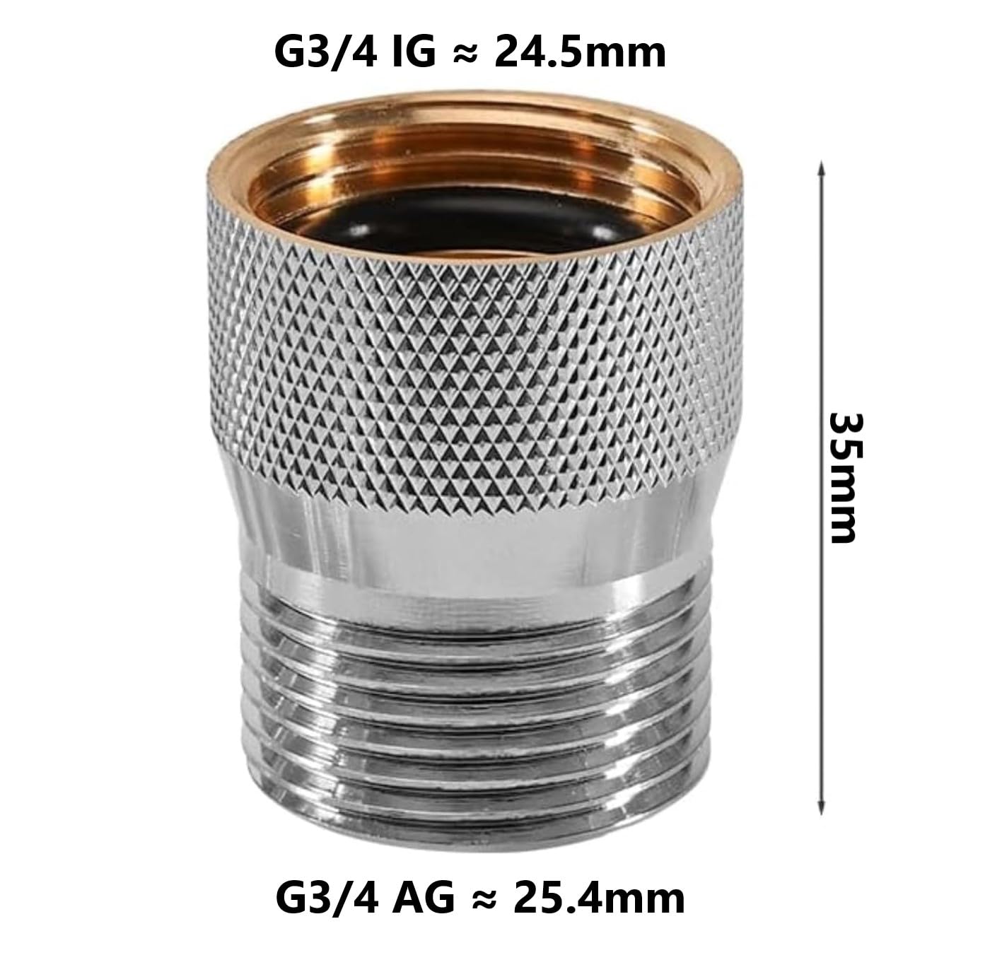 Wasserstop Sicherheitsventil 3/4 Zoll, Maschinen Schlauchplatzsicherung, Messing Verchromt Wassersparventil, Aquastop Ventil 3/4" IG x 3/4" AG, DN20 Wasserstop Adapter für Waschmaschine & Spülmaschine