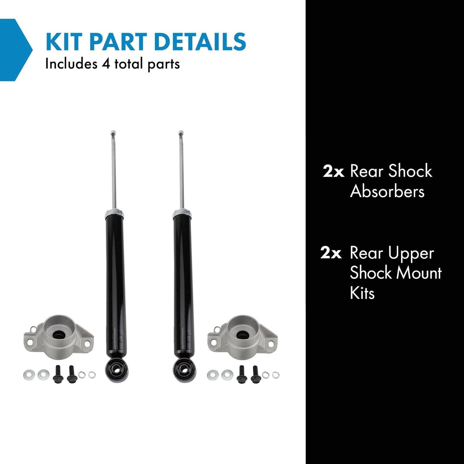 TRQ Rear Suspension Kit Shock Absorber Shock Mount Kit Compatible with 2009-2014 Audi A4 A4 Quattro 2010-2014 A5 2008-2017 A5 Quattro 2015-2016 S4 S5