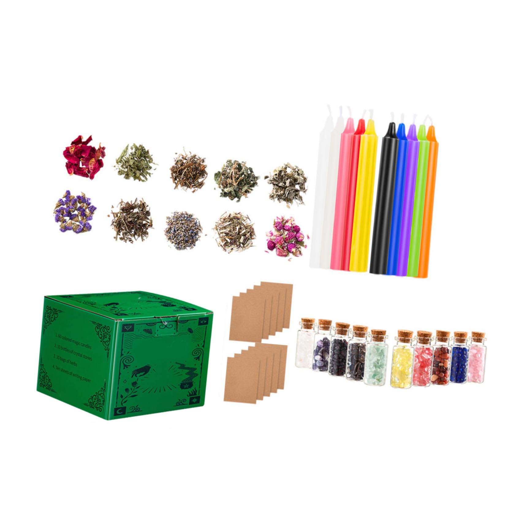 ERINGOGO Velas De Aromaterapia Kit De Iniciación Para Brujas Flores Secas Para Baño Relajante
