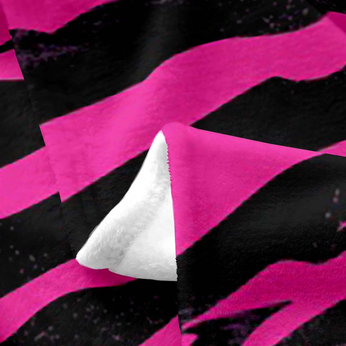 Feelyou Zebra Blanket Queen 90"x90" Animal Print Plush Throw Blanket for Kids Boys Girls Decor Hot Pink Flannel Fleece Blanket Abstract Art All Season Bed Blanket Stripes