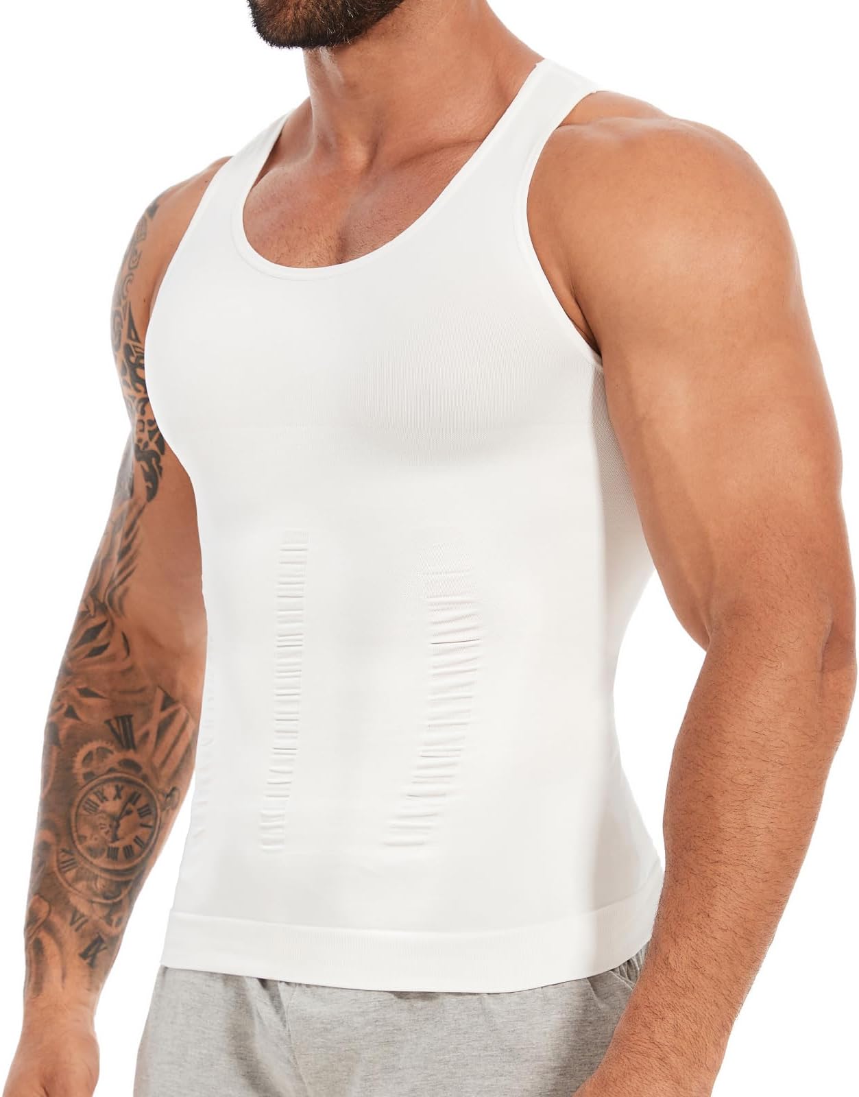 SLIMBELLE Compression Vest Men Elastic Slimming Waist Trainer Tummy Control Base Layer Undershirts Compression top Shapewear Body Shaper for Men