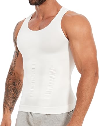 SLIMBELLE Compression Vest Men Elastic Slimming Waist Trainer Tummy Control Base Layer Undershirts Compression top Shapewear Body Shaper for Men