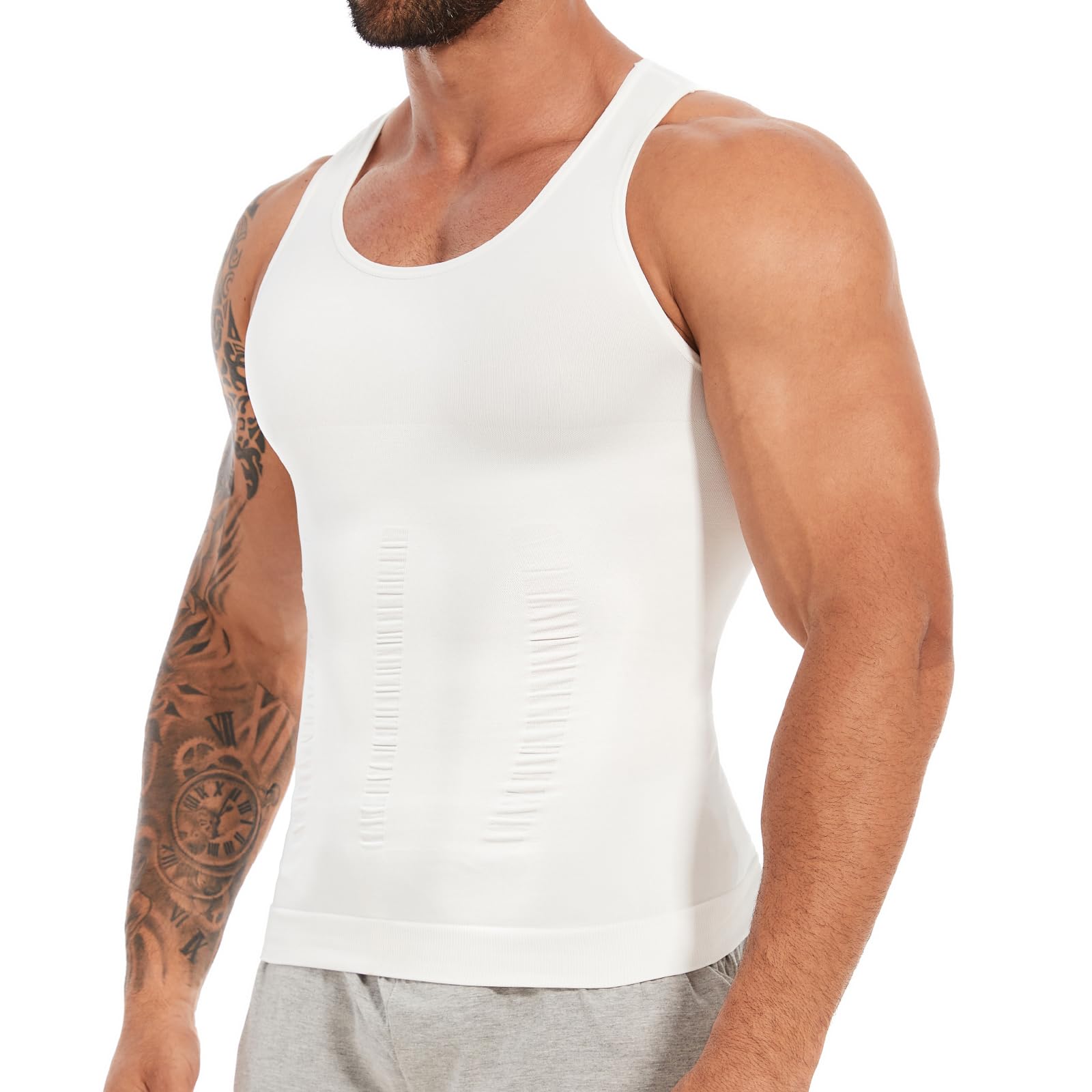 SLIMBELLE Body Shaper Herren Elastische Unterhemd Herren Tight Compression Shirt Taillenformer Figurformend Bauch Weg Shirt Männer