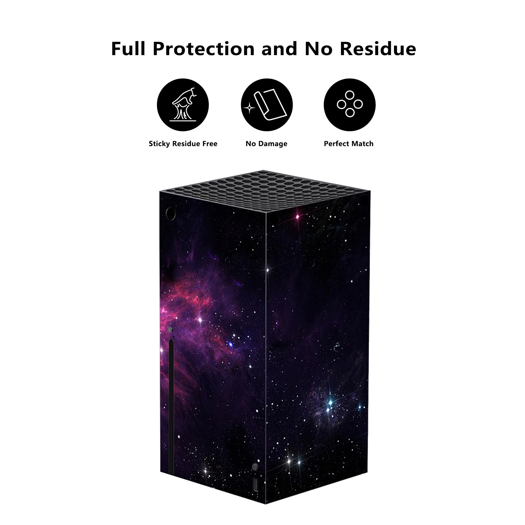 PlayVital Purple Nebula Custom Vinyl Skins for Xbox Series X, Wrap Decal Cover Stickers for Xbox Series X Console Controller - 3