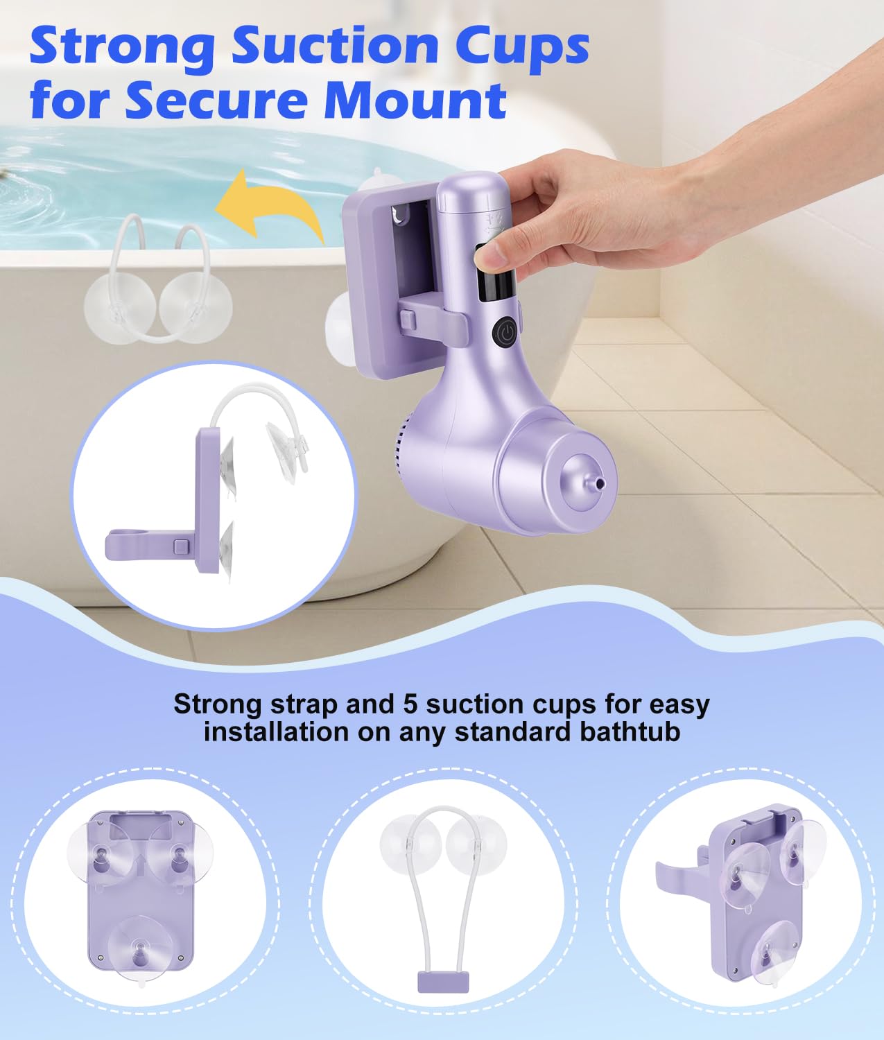 PAHTTO Bath Jet Spa, modalità getto bagno/bolle, accessorio portatile per vasca da bagno con velocità regolabile su 5 livelli, getti per vasca da bagno per la spa domestica e il relax (viola)