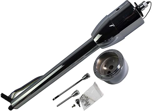 BST BSSP Chrome 28" Tilt Manual Style Steering Column for GM Floor Shift Hot Rod for 1967-1999 Chevy Camaro w/Wheel Adapter No Key