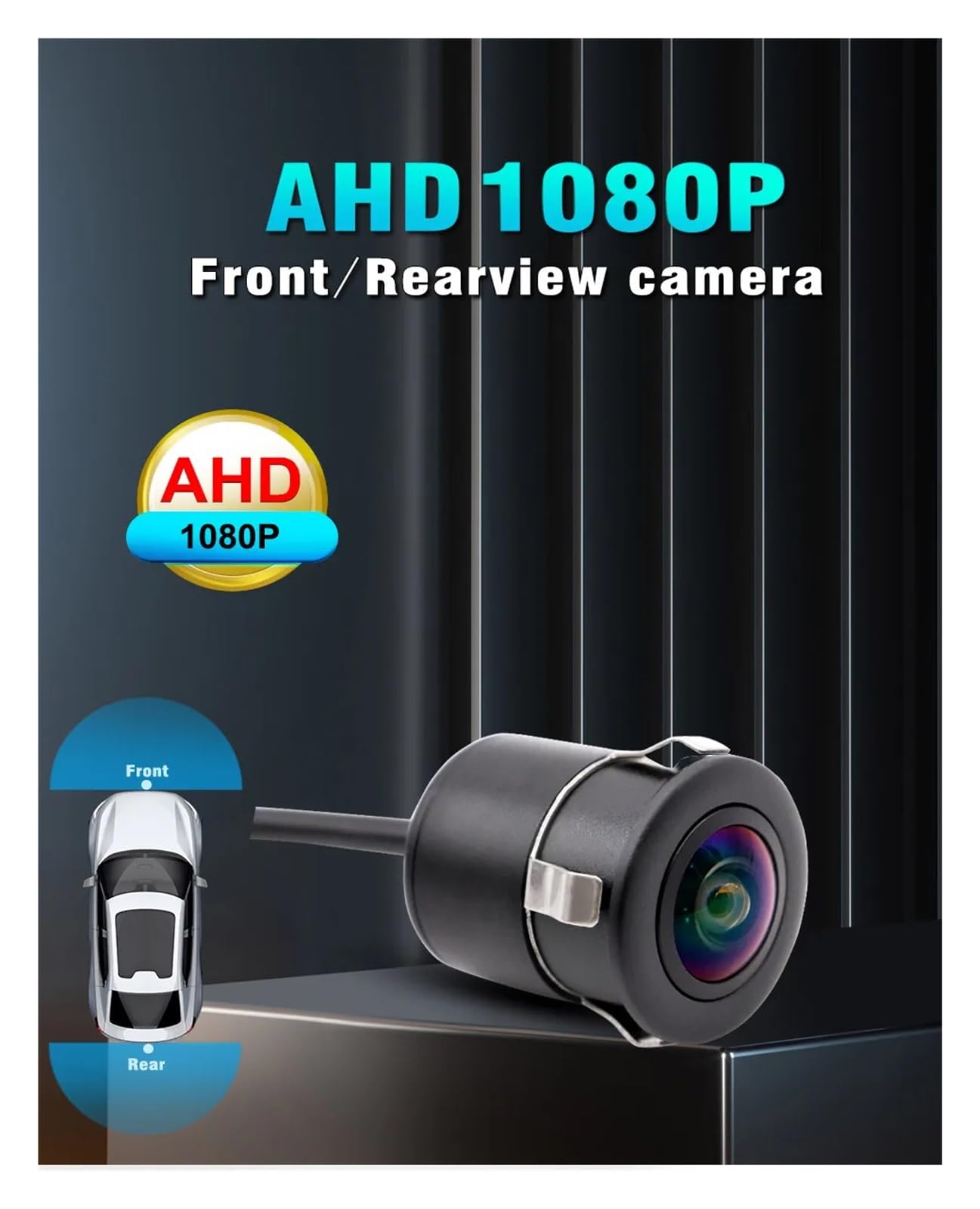 Cámara Trasera Coche Cámara De Visión Delantera Y Trasera Para Marcha Atrás, AHD 1080P, Gran Angular De 180 Grados, Resistente Al Agua Cámara de Marcha(AHD 1080P)