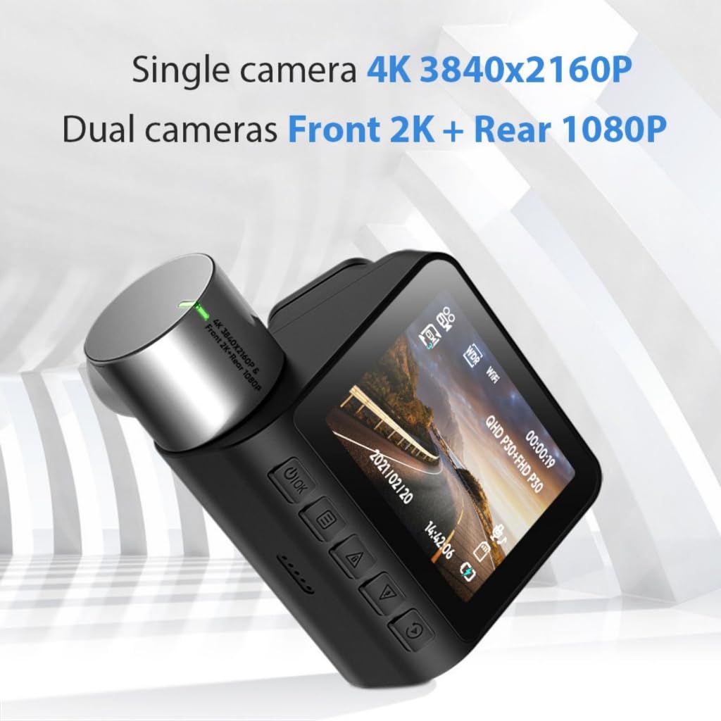 Cámara de salpicadero de coche 4K/2K de 2 lentes/lente única con pantalla de 3 pulgadas, ángulo de visión de 170°