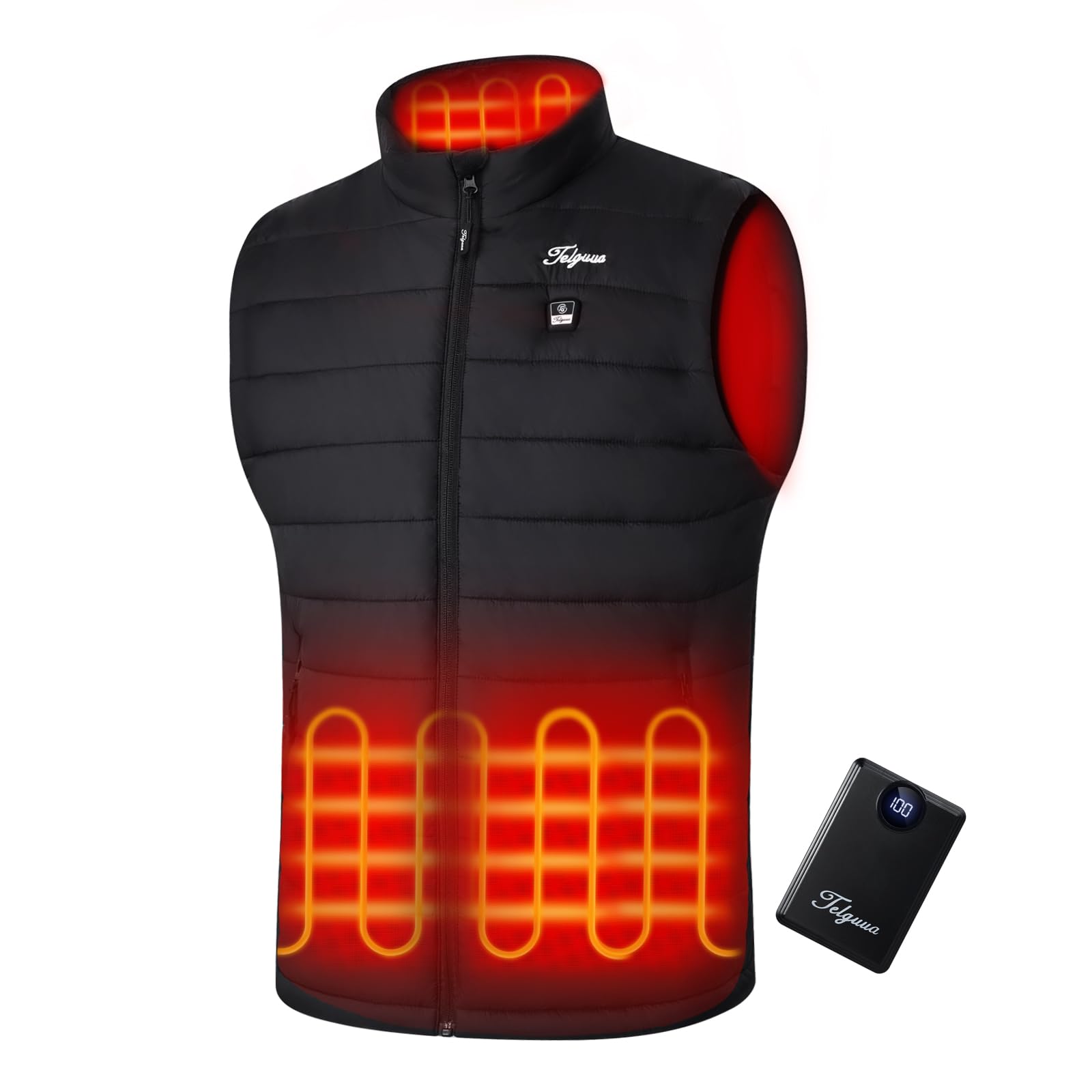 Chaleco Calefactable Telguua Hombre 12000mAh 5V Recargable 4 Zonas Calentamiento Esquí Ciclismo