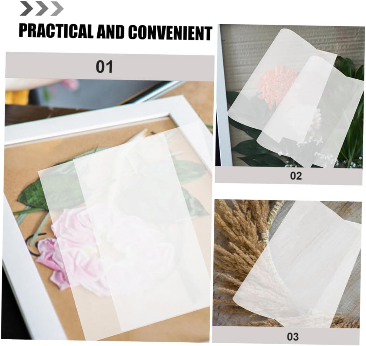 CORHAD 60pcs Flower Pressing Paper Tissue Paper Floral Embossed Backing for DIY Dried Flowers
