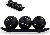 Vista 1 de LCCCK Juego de bandeja decorativa con bolas, soporte de TV de orbes decorativos negro dorado, centro de mesa de centro, elegantes bolas decorativas