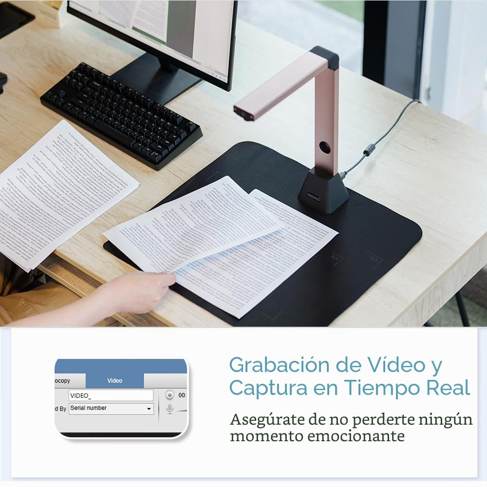 Kalopsia Escáner de Libros Profesional A3 de 13 MP: Visualizador OCR, Portátil HD de 3 Niveles, Cámara de Documentos USB Multilingüe para Reuniones
