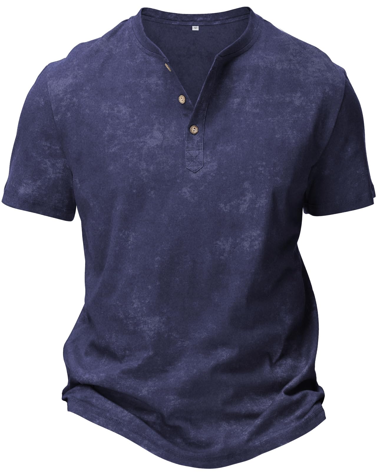 HMIYA Hemd Herren 100% Baumwolle Vintage Henley Shirt Kurzarm T-Shirts für Herren Sommerhemd Beiläufig Männer