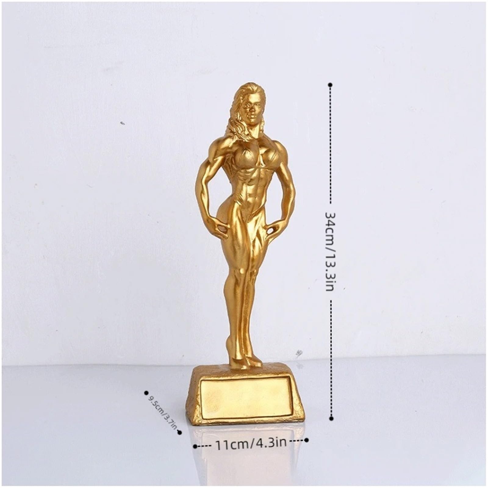 Regalos de inauguración Escultura Deportiva, estatuas artesanales de Fitness, Ornamento, Figura Resina competición, Trofeo Decoración única(Gold)