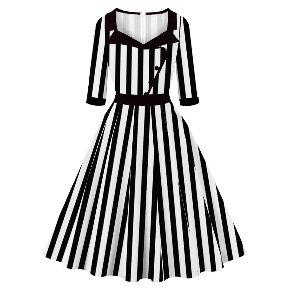 ODIZLI 1950s Dresses for Women Retro Dress 3/4 Sleeve Sweetheart Neckline Swing Midi Dress Cocktail Dress