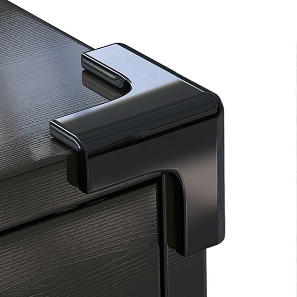 Black Soft Silicone Corner Guards for Baby Proofing – Adhesive Clear Table Edge Protectors for Furniture, Glass Tables, Sharp Edges (Black, 8-Pack)