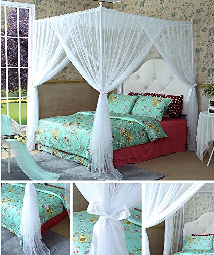 Mengersi 4 Corner Bed Canopy Curtain Bed Frame Draperies For Kids Girls Toddler (Twin, White) #TOP1