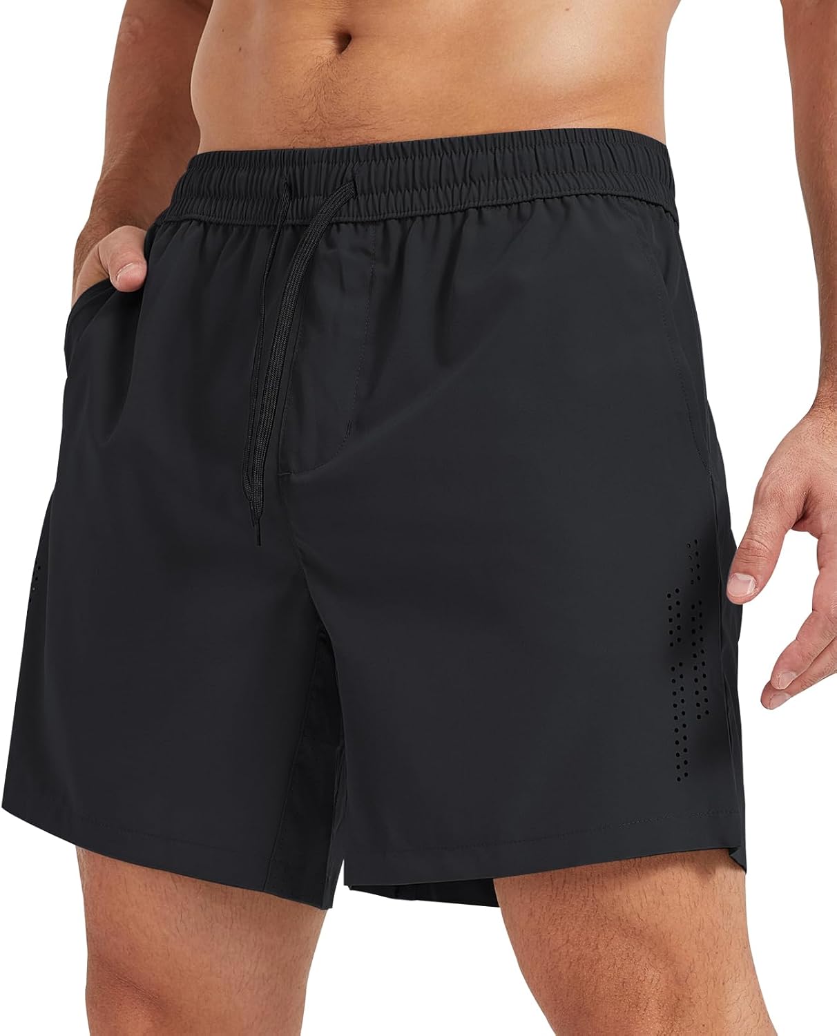 Surenow Men’s Athletic Shorts Lightweight Breathable Running Shorts with Zipper Pockets, Quick Dry Gym Workout Shorts for Men