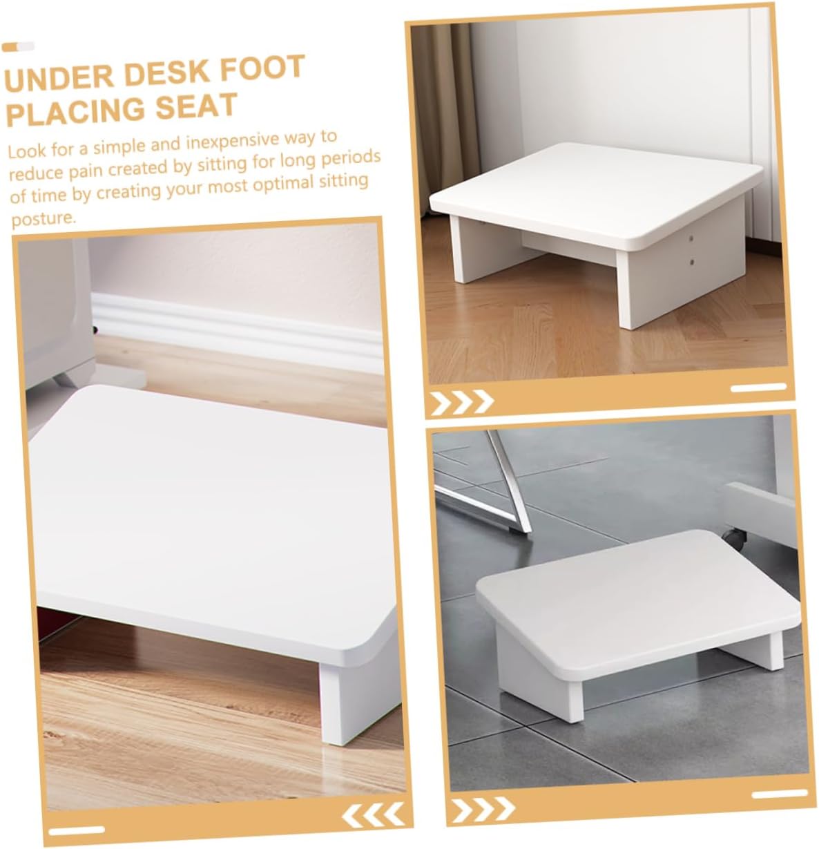Wooden Foot Rest Stool for Home Office Ergonomic Non-Skid Footstool for Comfortable Seating Warm White Design Step Stool for Adults