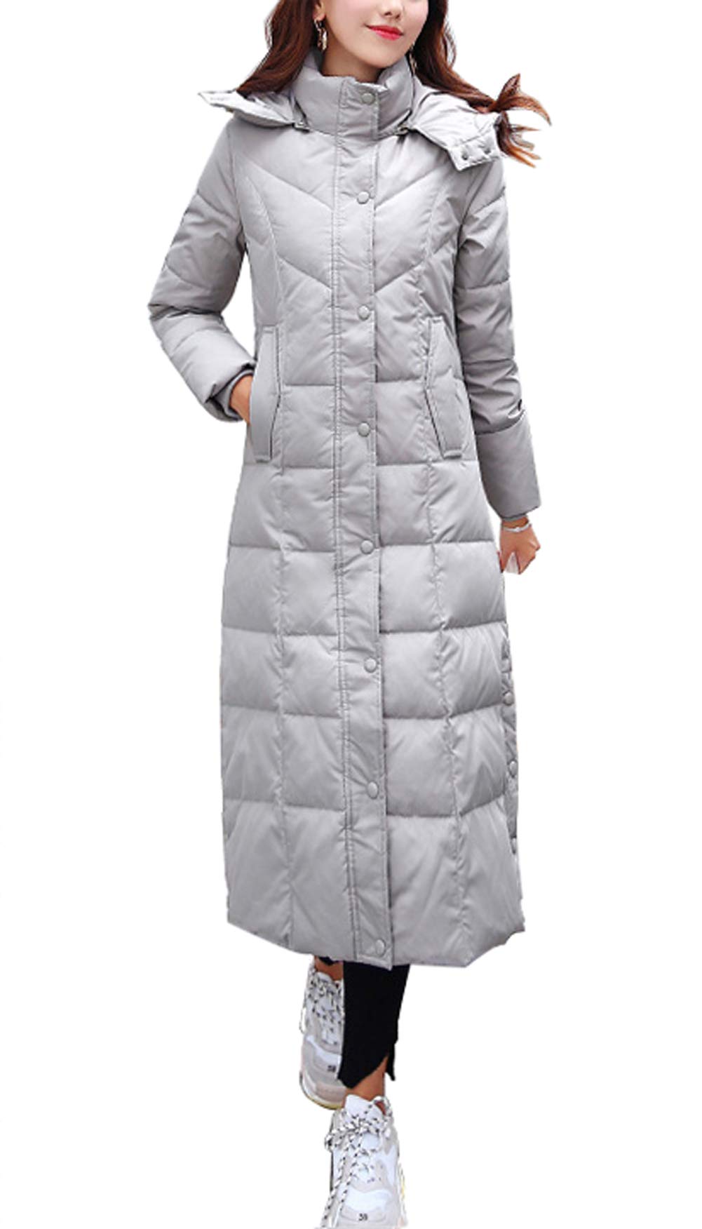 Women's Winter Over Knee Removable Hooded Maxi Long Puffer Down Coat