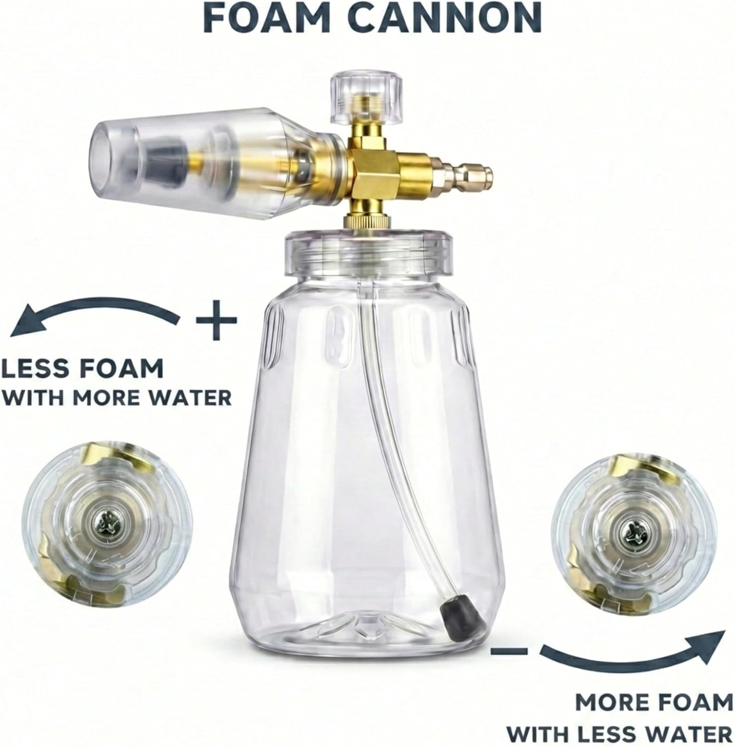 Foam Cannon for Pressure Washer, Snow Clear Foam Cannon for Car Wash, Stainless Steel Filter, Adjustable Nozzle