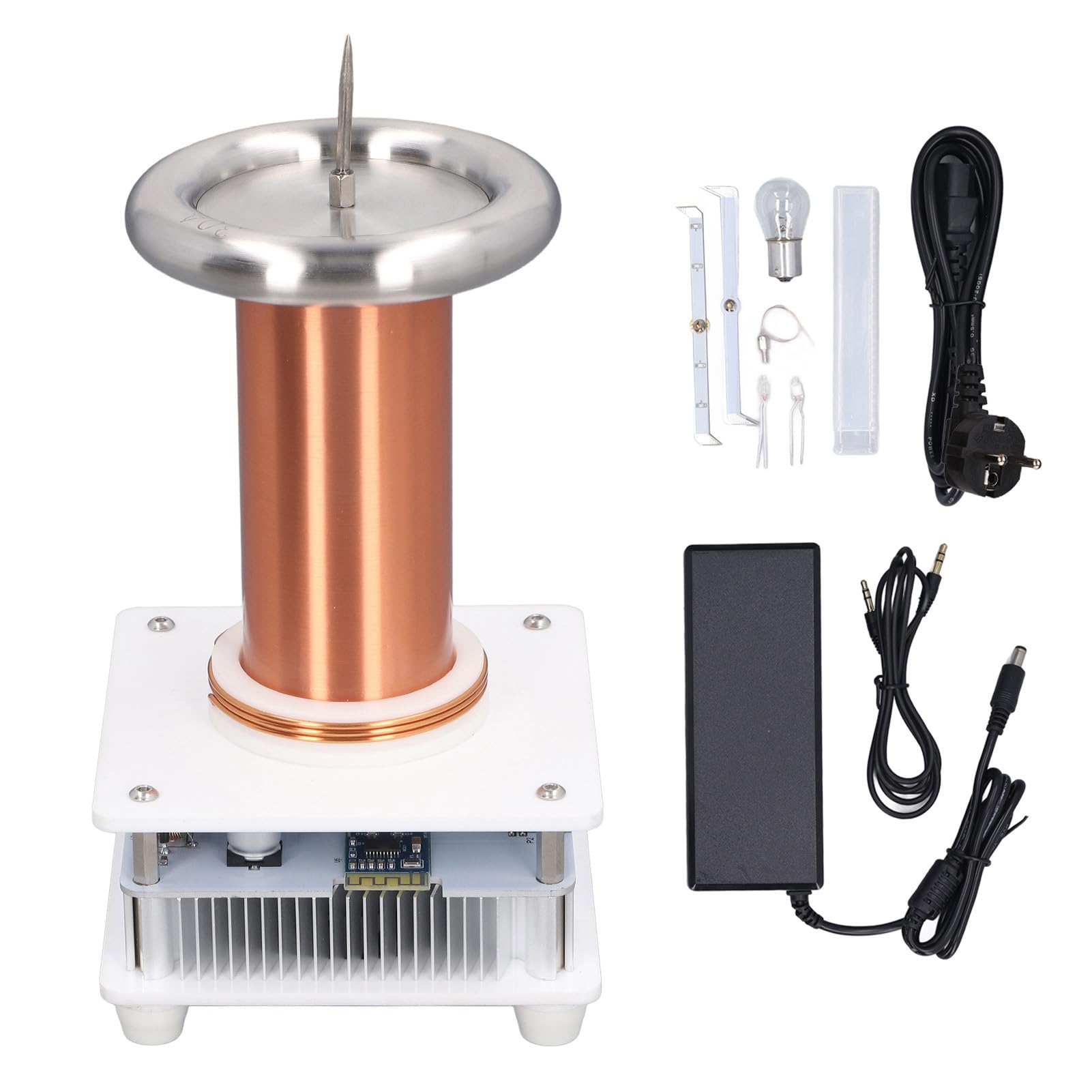 con Placa de Circuito de Alta Potencia de Bobina Secundaria de generador de - Modelo de Experimento de transmisión inalámbrica de Bobina de música Bluetooth y Altavoz de Plasma