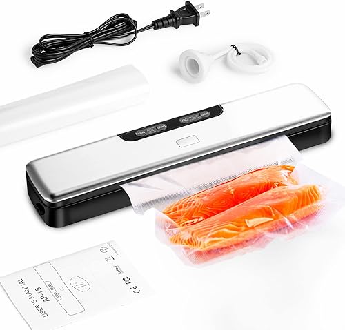 Miniatura 8 de Máquina selladora al vacío  Sellador al vacío de alimentos con opciones automáticas y manuales para almacenamiento de alimentos, sellador de