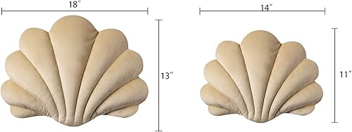 Miniatura 6 de Ashler - Almohadas 3D con forma de concha, cojín de terciopelo suave incluido para sofá, cama, sala de estar, paquete de 1, beige, 14 x 11 pulgadas