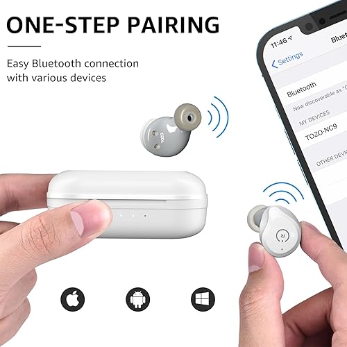 Miniatura 6 de TOZO NC9 Auriculares inalámbricos híbridos con cancelación activa de ruido, auriculares intrauditivos IPX6 impermeables Bluetooth 5.3 estéreo,