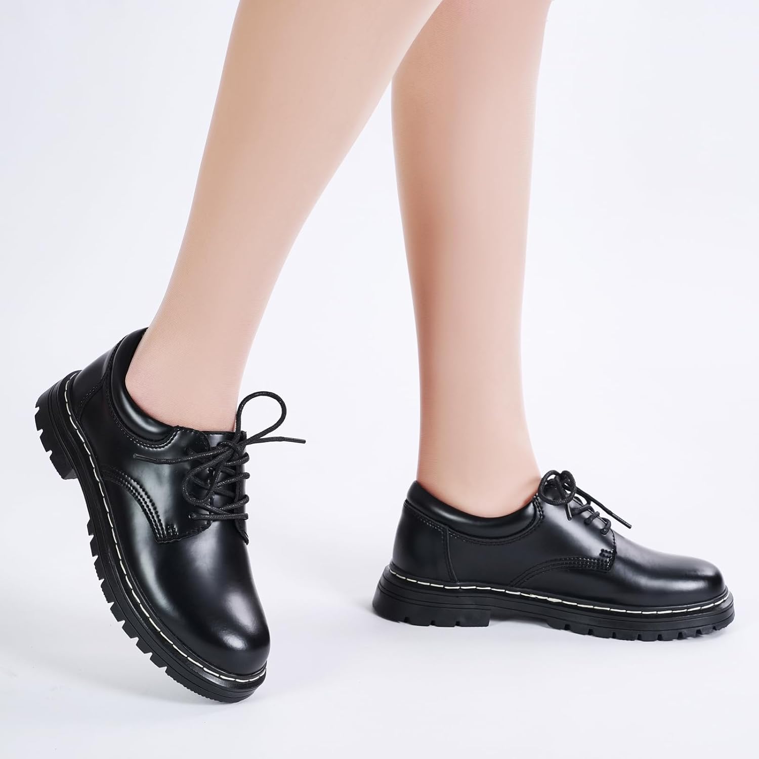 Oxford Shoes for Women Lace Up Slip Resistant Leather Casual Comfort Business Work Office Dress Shoes - Image 6