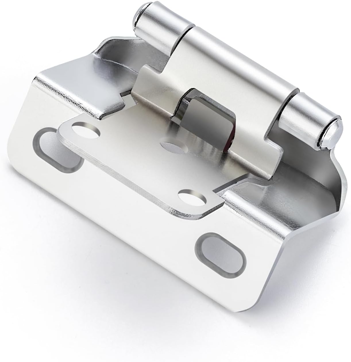 Ravinte 10 Pack 5 Pairs Semi-Overlay 1/2 inch Self-Closing Face Frame Cabinet Hinges Polished Chrome Half Wrap-Around Kitchen Cabinet Door Hinges Face Mount Cabinet Hardware 10 Polished Chrome