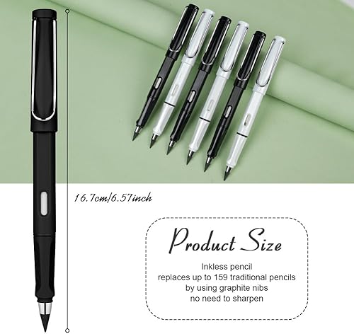 Miniatura 2 de Lápiz sin tinta para siempre, 6 juegos de lápiz infinito, lápiz eterno con borrador, lápiz infinito reutilizable con 6 puntas reemplazables, lápiz