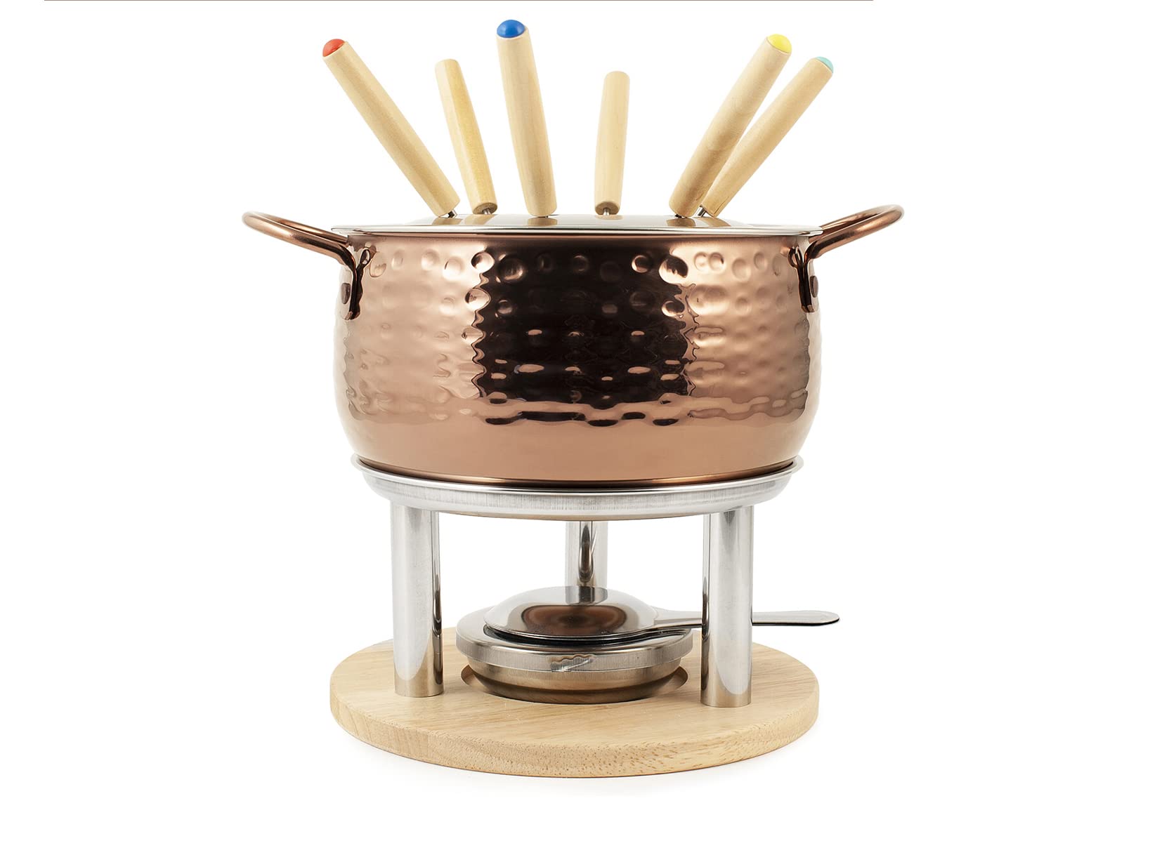 HOME 9830100 Rose Servizio Fonduta 11 Pezzi per 6 Persone in Acciaio Inox 18/10, Bourguignonne, Cioccolato, Formaggi