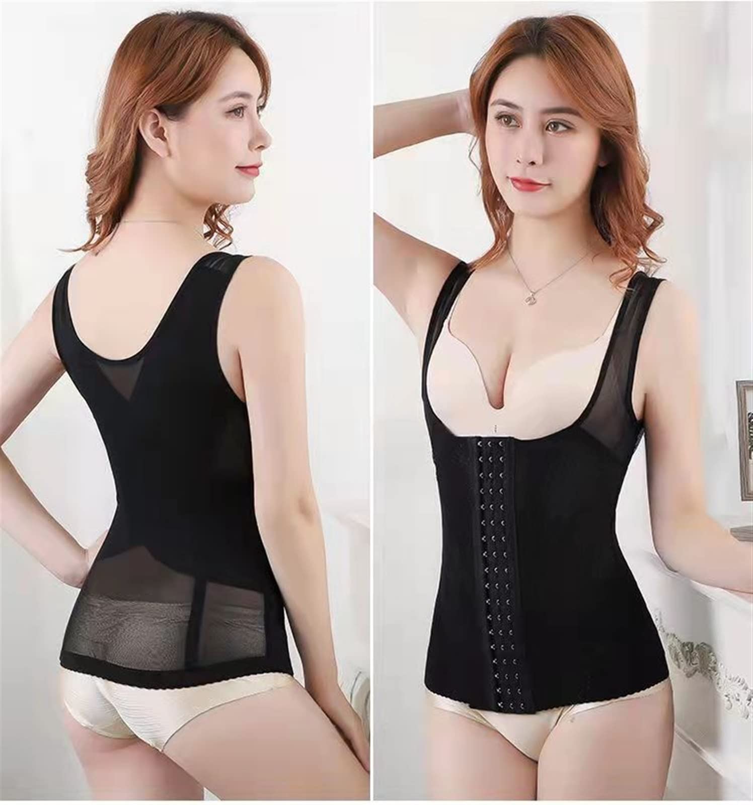 MMRTDJDR Tops de Entrenamiento Transpirables para Mujer, Ropa Moldeadora con Control de Barriga, Camiseta sin Mangas Ajustada, Ropa Interior, Chaleco de compresión, Camiseta Interior con corsé