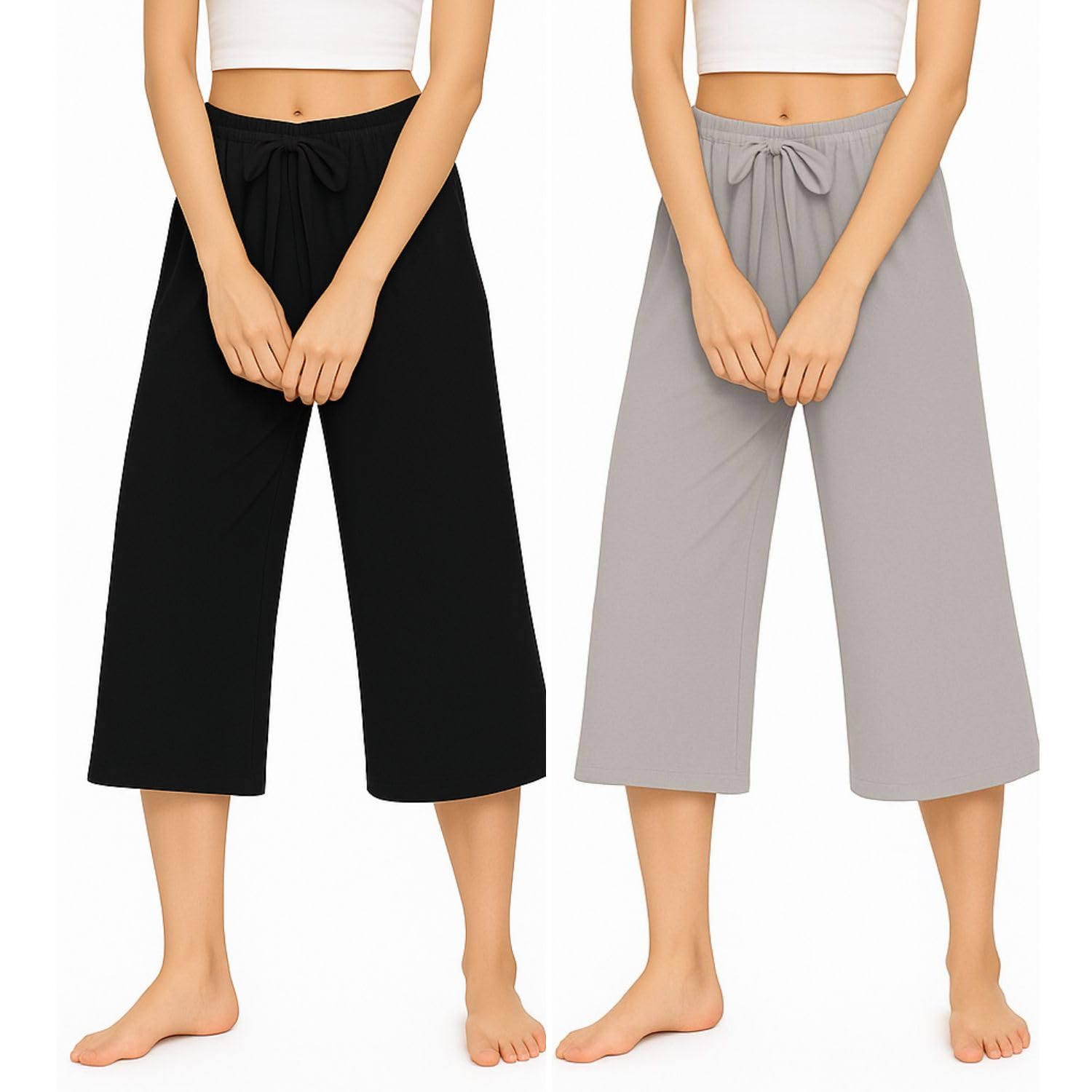Women's 3/4th Capri, Cotton Capri With Loosefit For Girls Combo Pack Of 2-picture-43