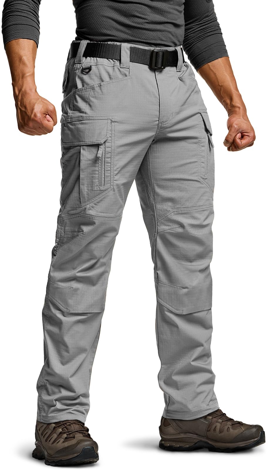 CQR Mens Flex Stretch Tactical Pants Water Resistant Ripstop Cargo Pants Lightweight EDC Outdoor Work Hiking Pants