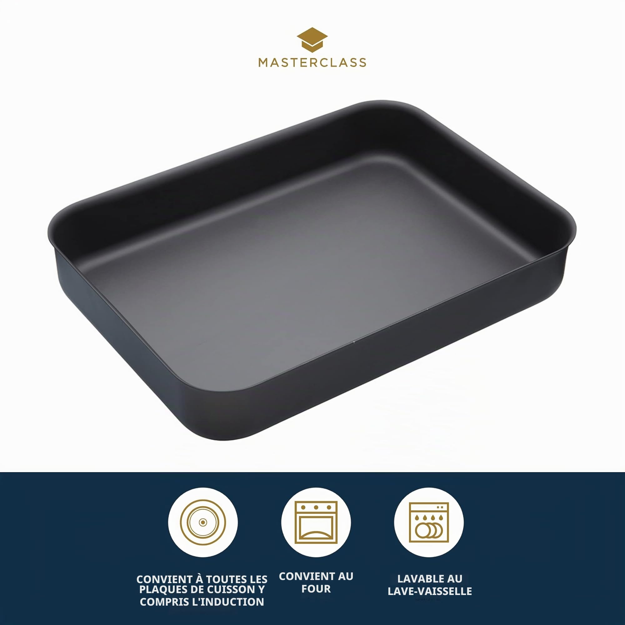 MASTER CLASS - Grand Plat à Rôtir Antiadhésif en Aluminium Anodisé Dur, 42 x 31 cm
