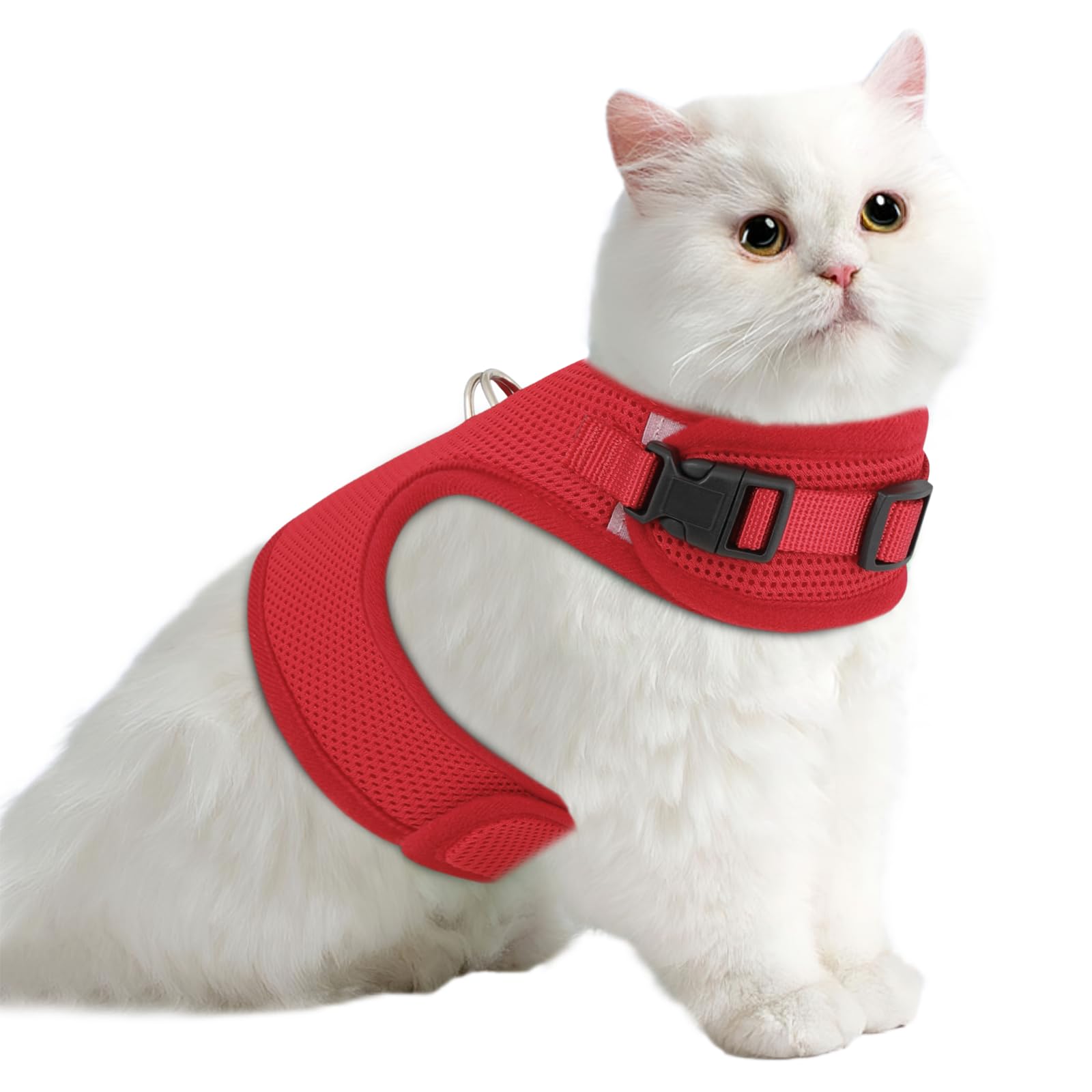 Athena Collection Adjustable Cat Harness with Velcro, Portable Large Sized Cat Vest Harness Breathable Comfy Escape Proof Cat Kitten Harness Pet Supplies for Outdoor Walking Training, Red