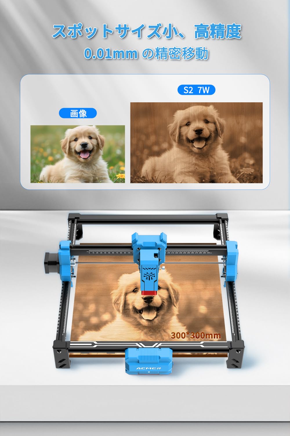 Amazon | ACMER S2 レーザー彫刻機 7000mW クラス1 高精度 ミニ 彫刻機