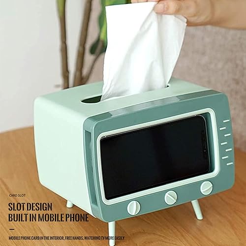 Miniatura 3 de SGVAHY Soporte para caja de pañuelos retro para TV, lindo y práctico soporte para teléfono celular, soporte para tampón para baño, cocina,