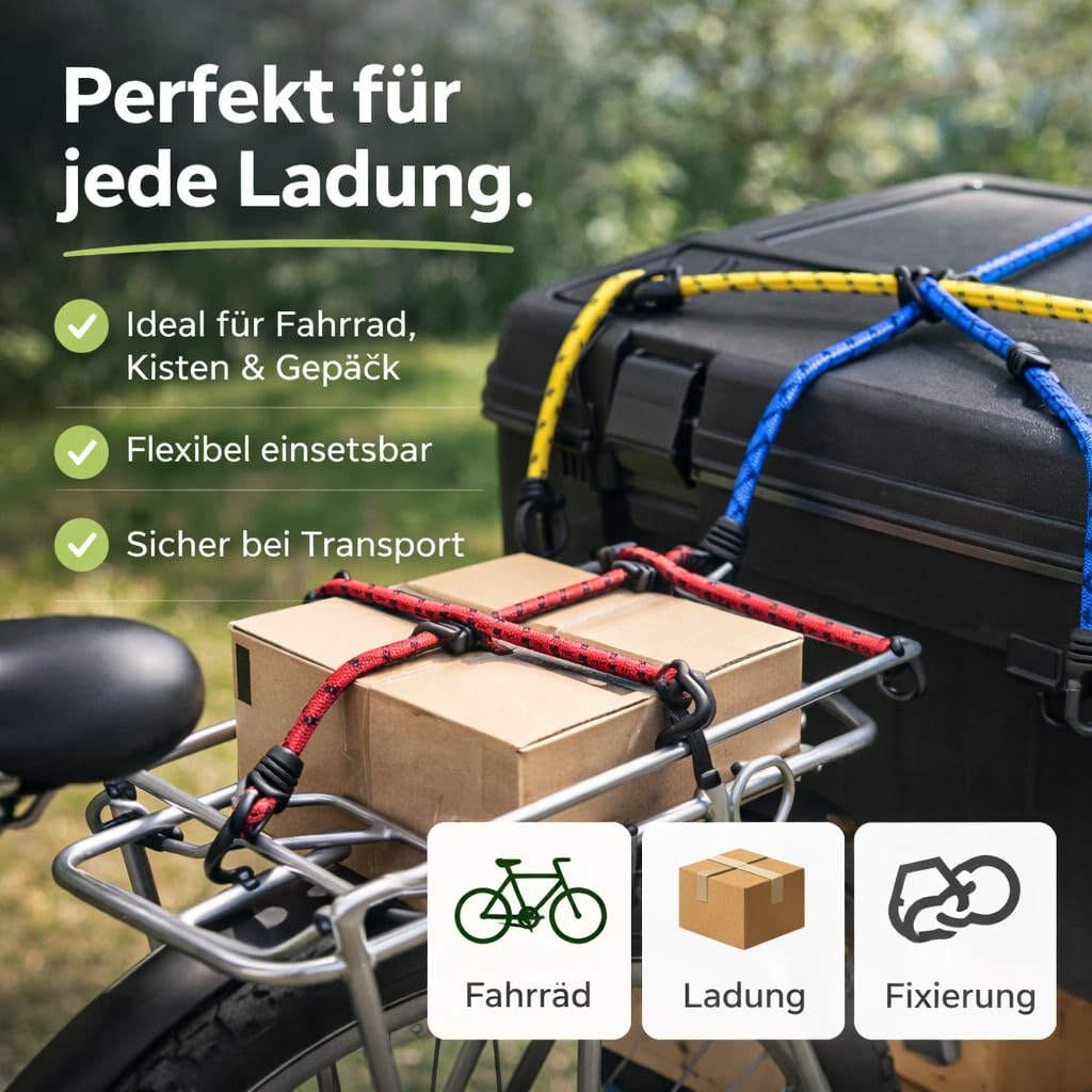 10 espansori e tendicinghi, corde in gomma con ganci per il fissaggio, diverse lunghezze, per moto, mobili, auto, biciclette, ganci extra resistenti, accessori per auto