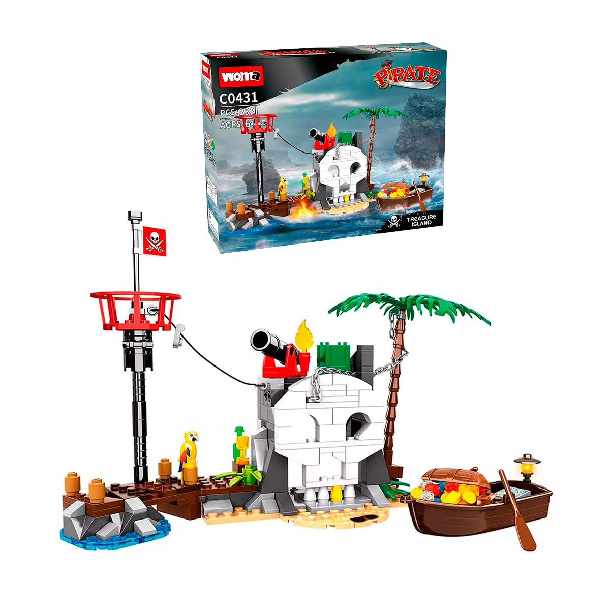 WOMAPirate Treasure Island C0431, Fun Building Set (232 Pieces)